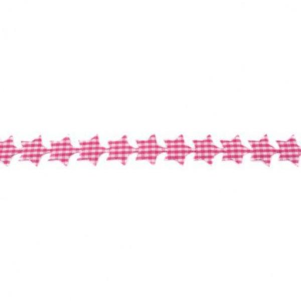 Sternenborte kariert 20mm breit Weiß/Pink